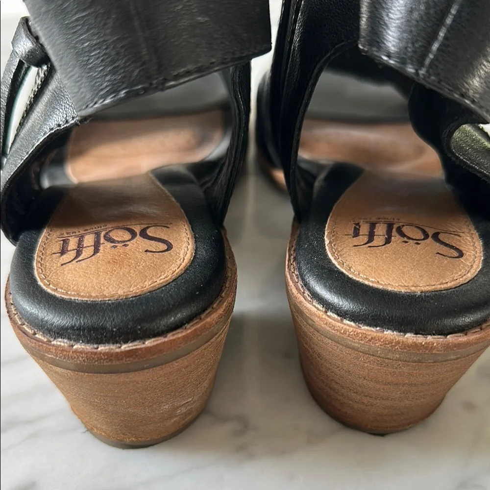 Sofft Black Perforated Leather Heel Sandals - Picture 5 of 7